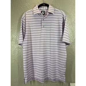 FootJoy Golf Polo Shirt Mens Purple Striped Short Sleeves Pullover Size Small‎